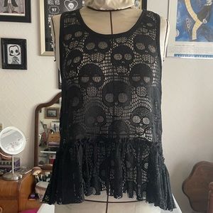 Betsy Johnson Lacy Skull Tank